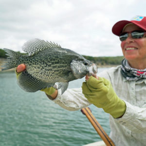 Upstream On The Fly's Customer with a Crappie caught while Fly Fishing in North Texas