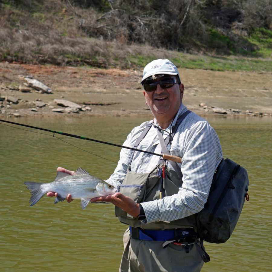 Customer with Sand (White) Bass caught while Fly Fishing in North Texas on a Wade Trip