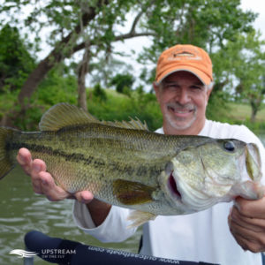 Customer with a Largemouth Bass caught while Fly Fishing in North Texas