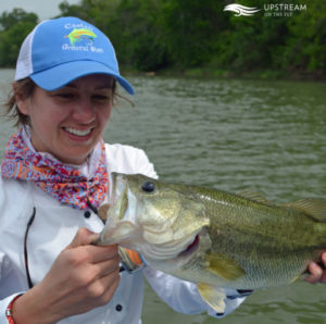 Customer with a Largemouth Bass caught while Fly Fishing in North Texas