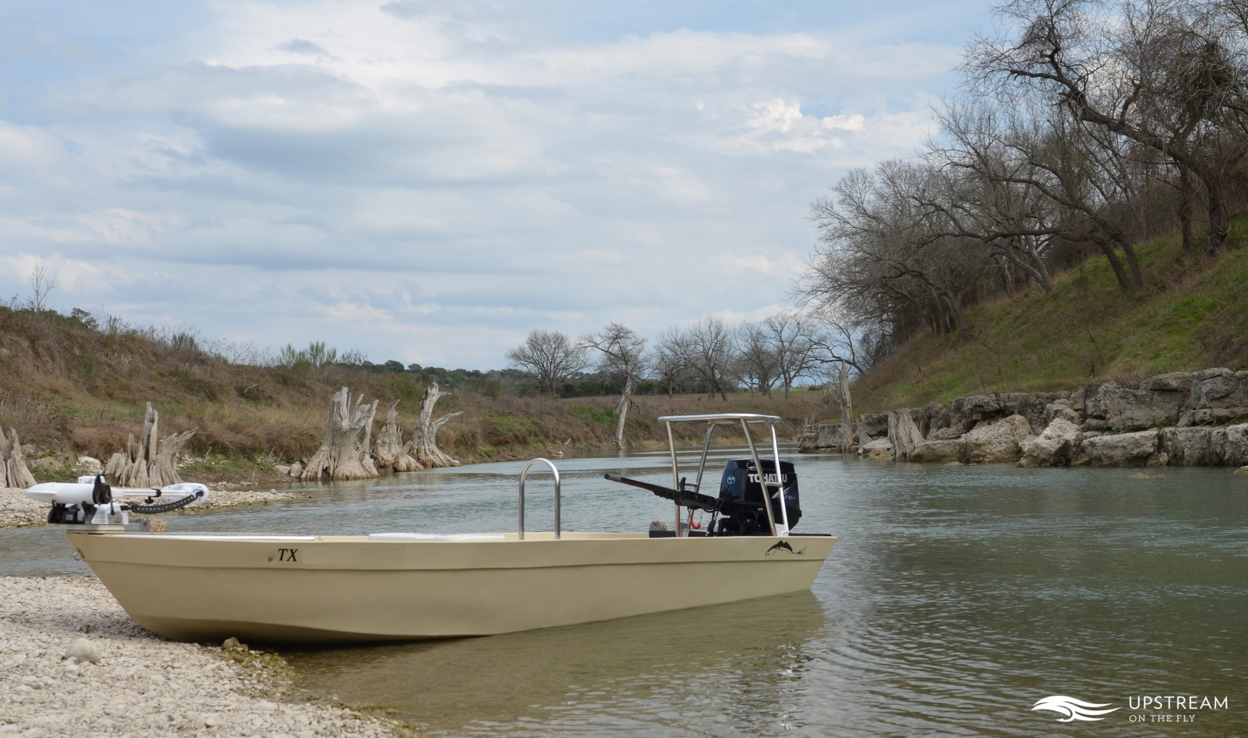 Hog Island Skiff used for North Texas Fly Fishing Guide Greg Welander of Upstream On The Fly